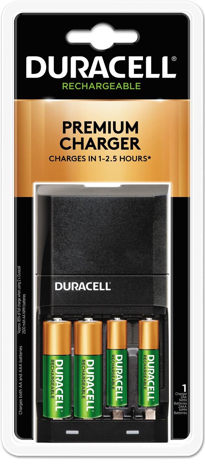 Chargeur de piles Duracell CEF27 Noir + 2 piles AA 1300 mAh et 2